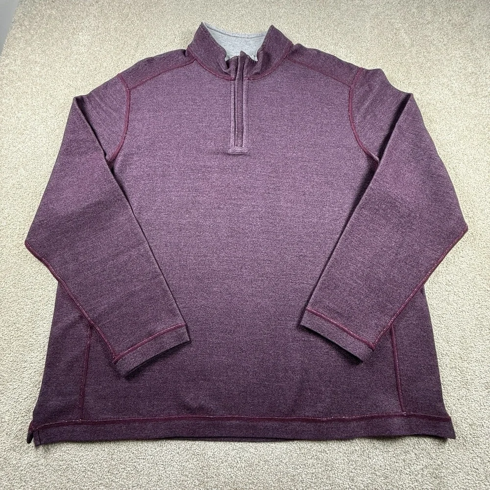 Tommy Bahama Bayview 1/2 Zip Reversible Pullover Sweater Men's XXL Grape Wine